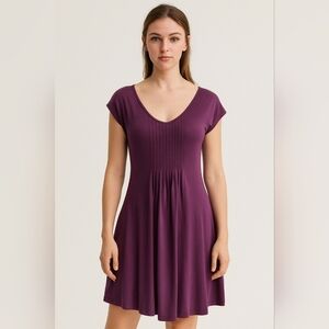 Eileen Fisher Plum Silk Pintuck Tunic